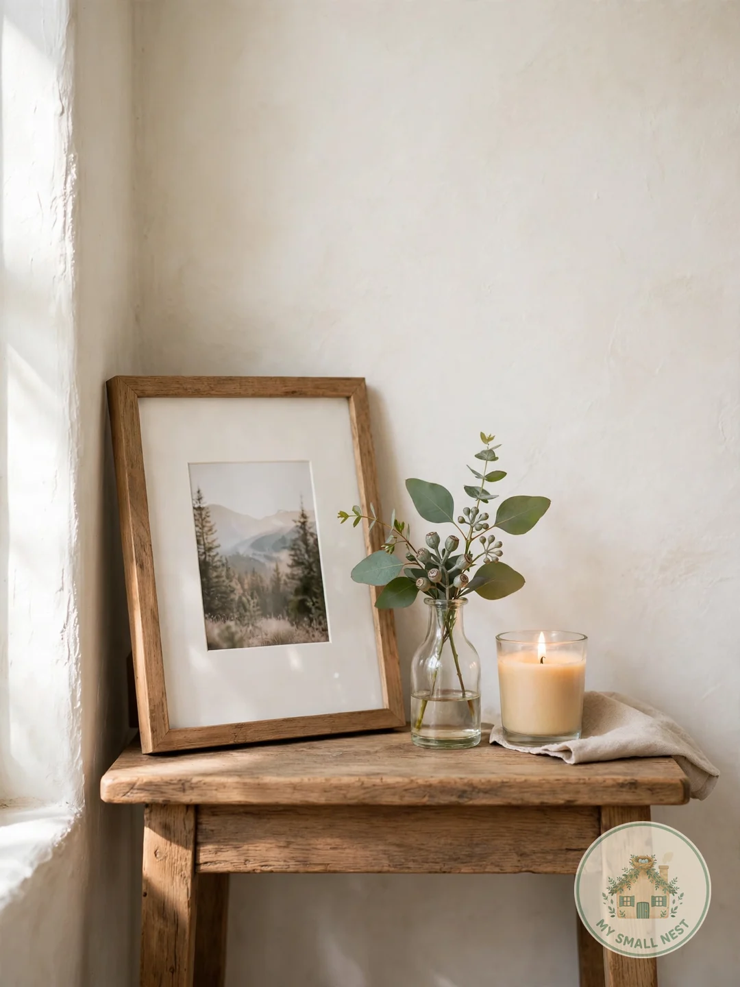 Lean a Small Framed Photo or Art - entryway table decor