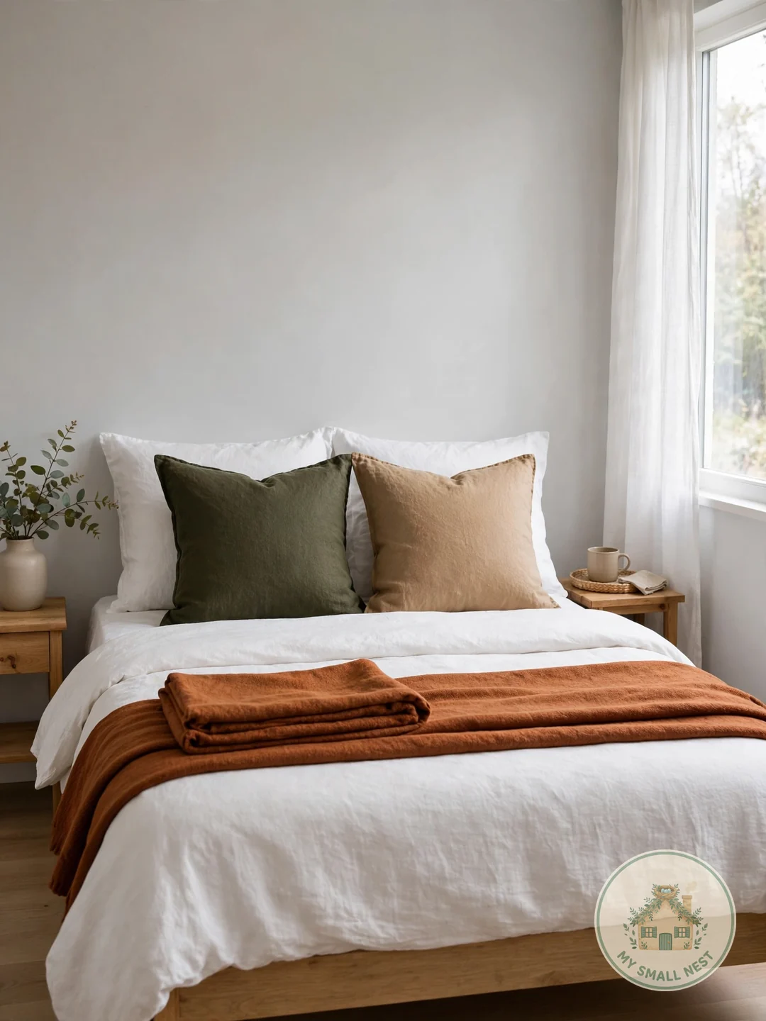 Add Fall-Toned Euro Pillows - fall bedroom ideas