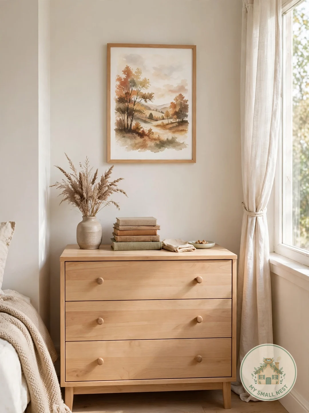 Hang a Seasonal Printable Above the Dresser - fall bedroom ideas