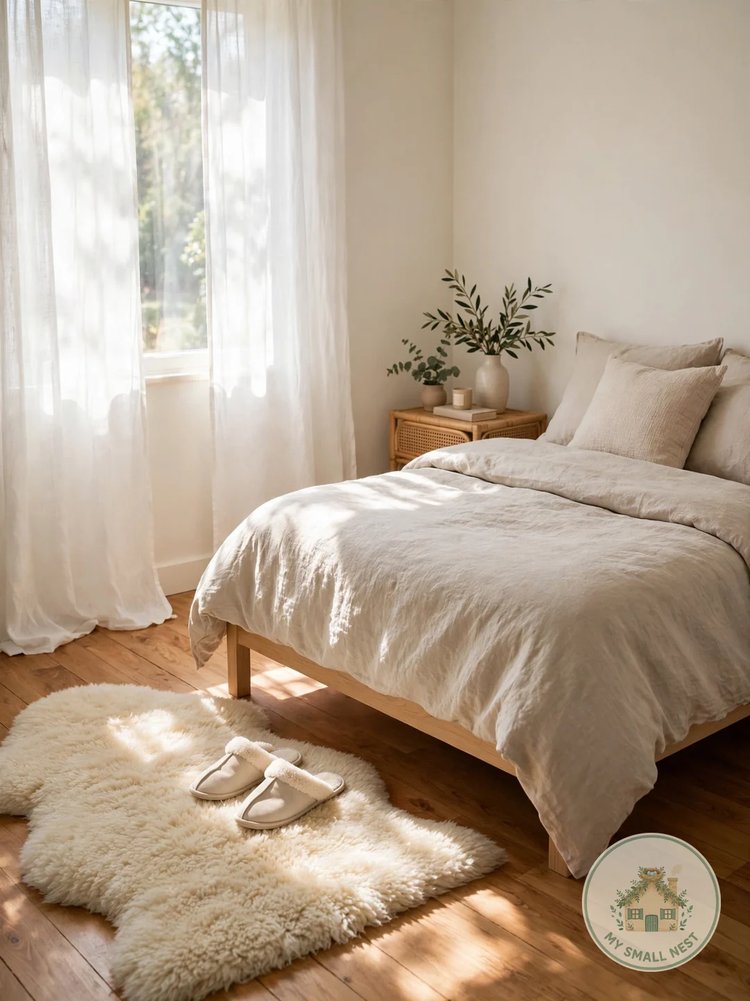 Place a Fluffy Rug Beside the Bed - fall bedroom ideas