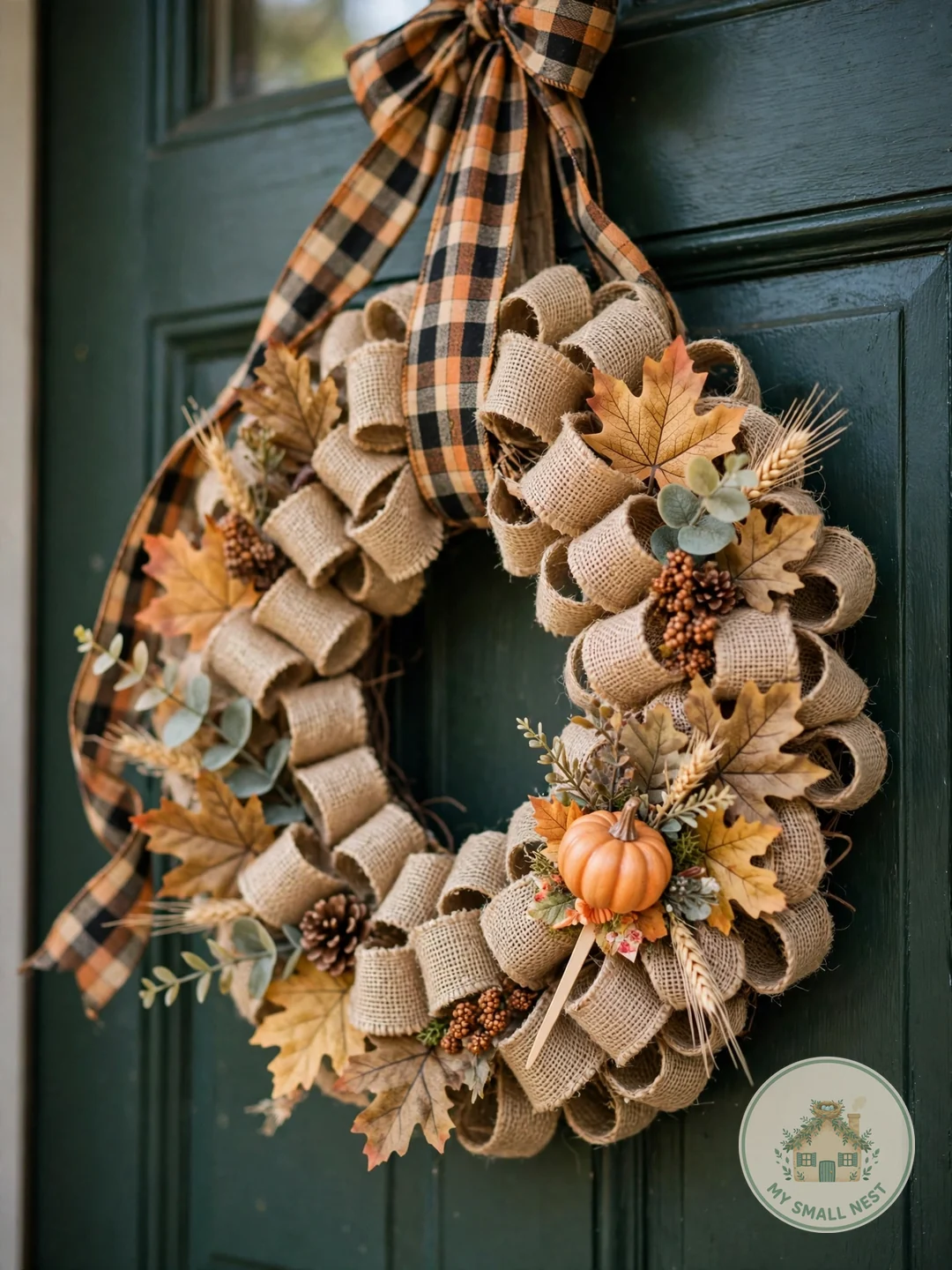 DIY Burlap Wreath - fall front porch decor
