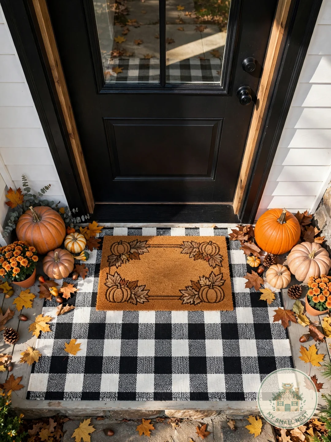 Layered Doormats - fall front porch decor