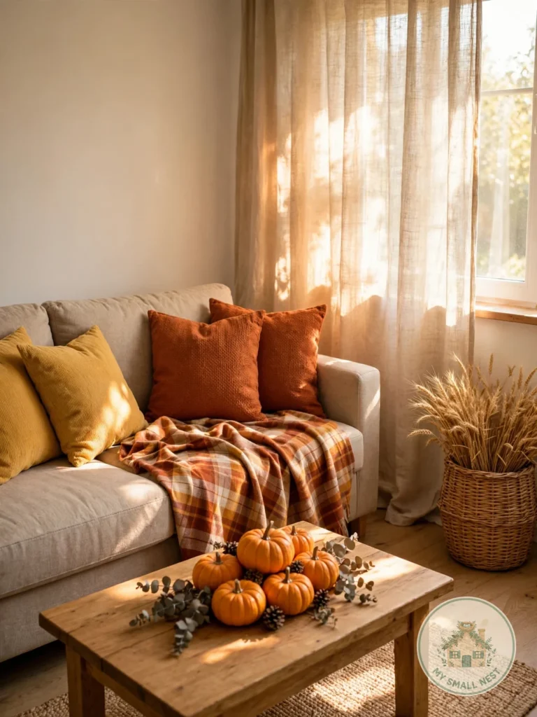 fall living room decor featured