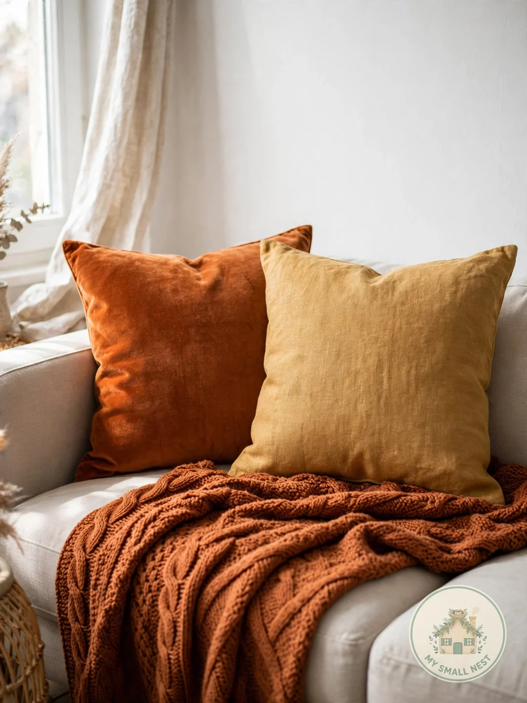 Swap Pillow Covers for Autumn Tones - fall living room decor