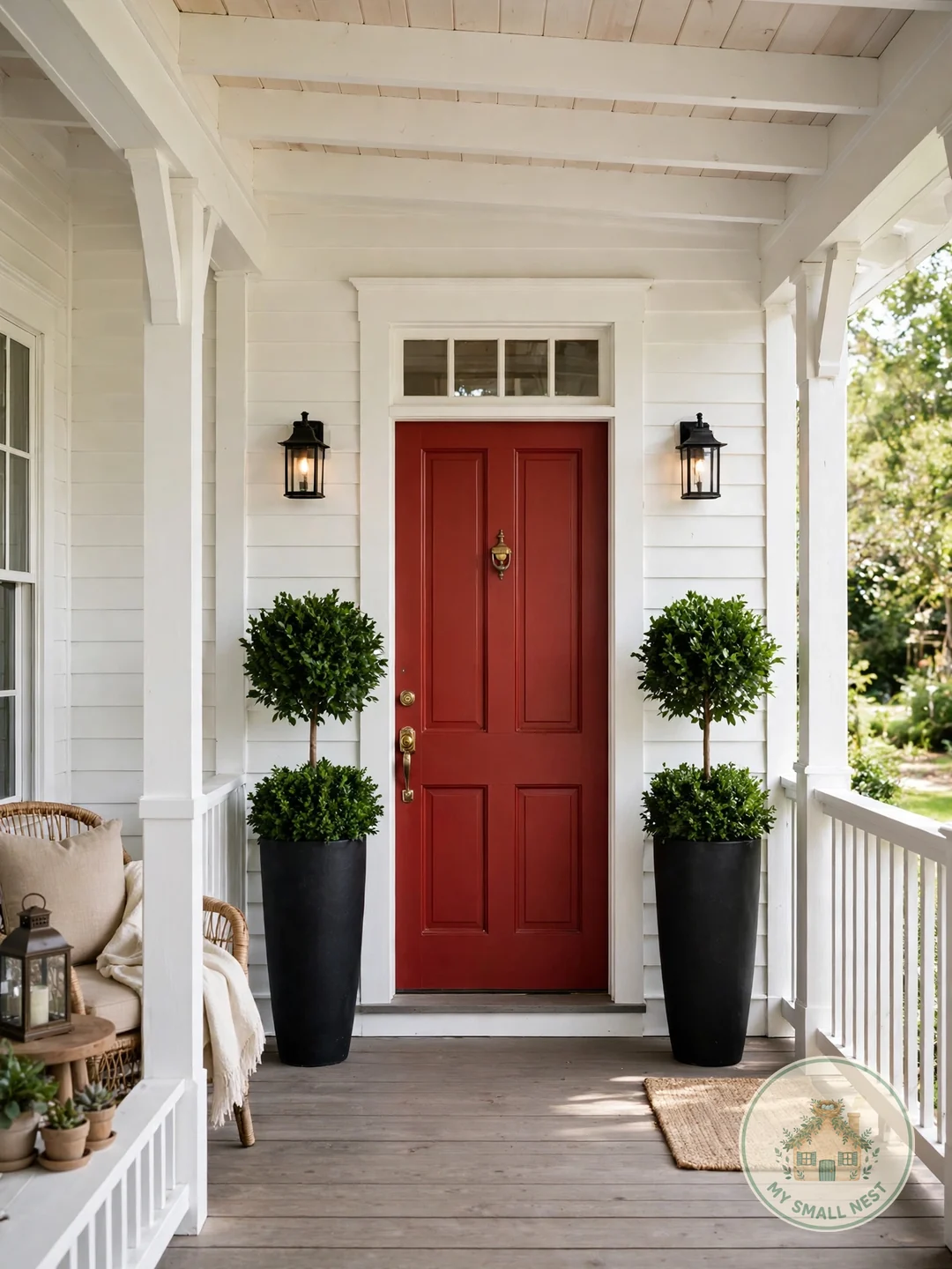 Symmetrical Flanking Planters - front door decor