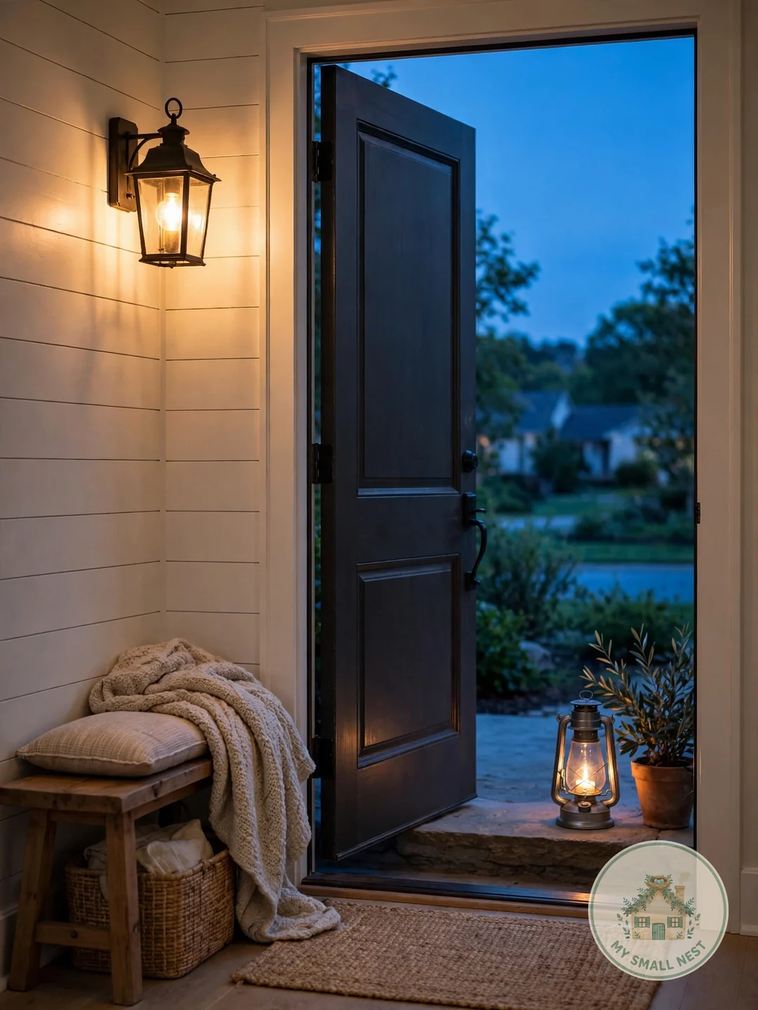 Warm Porch Lighting - front door decor