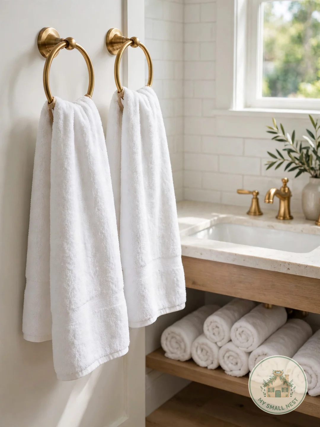 Provide Plush Hand Towels with Loops - guest bathroom decor ideas