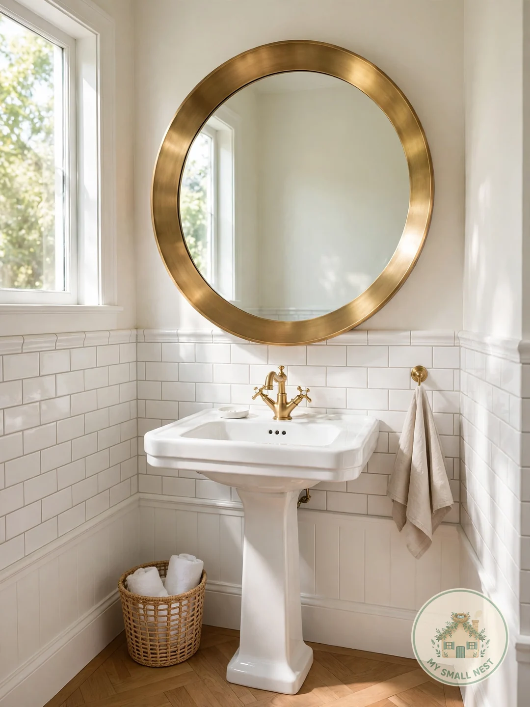 Hang an Oversized Statement Mirror - half bath decor ideas