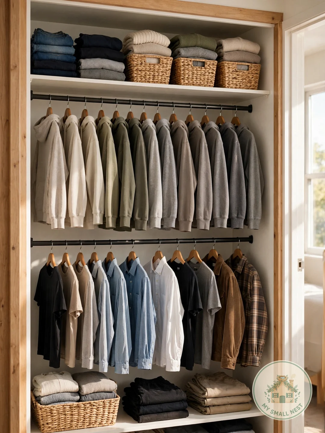 Add a Double Hang Rod - dorm closet organization