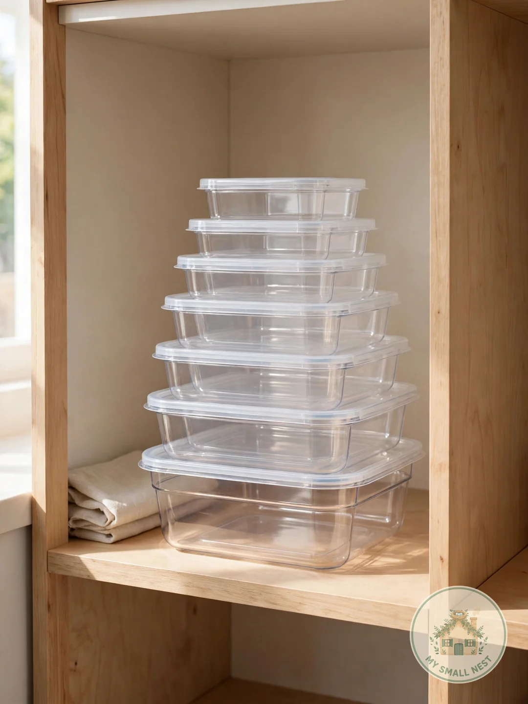 Nest Containers by Size and Shape - organize tupperware