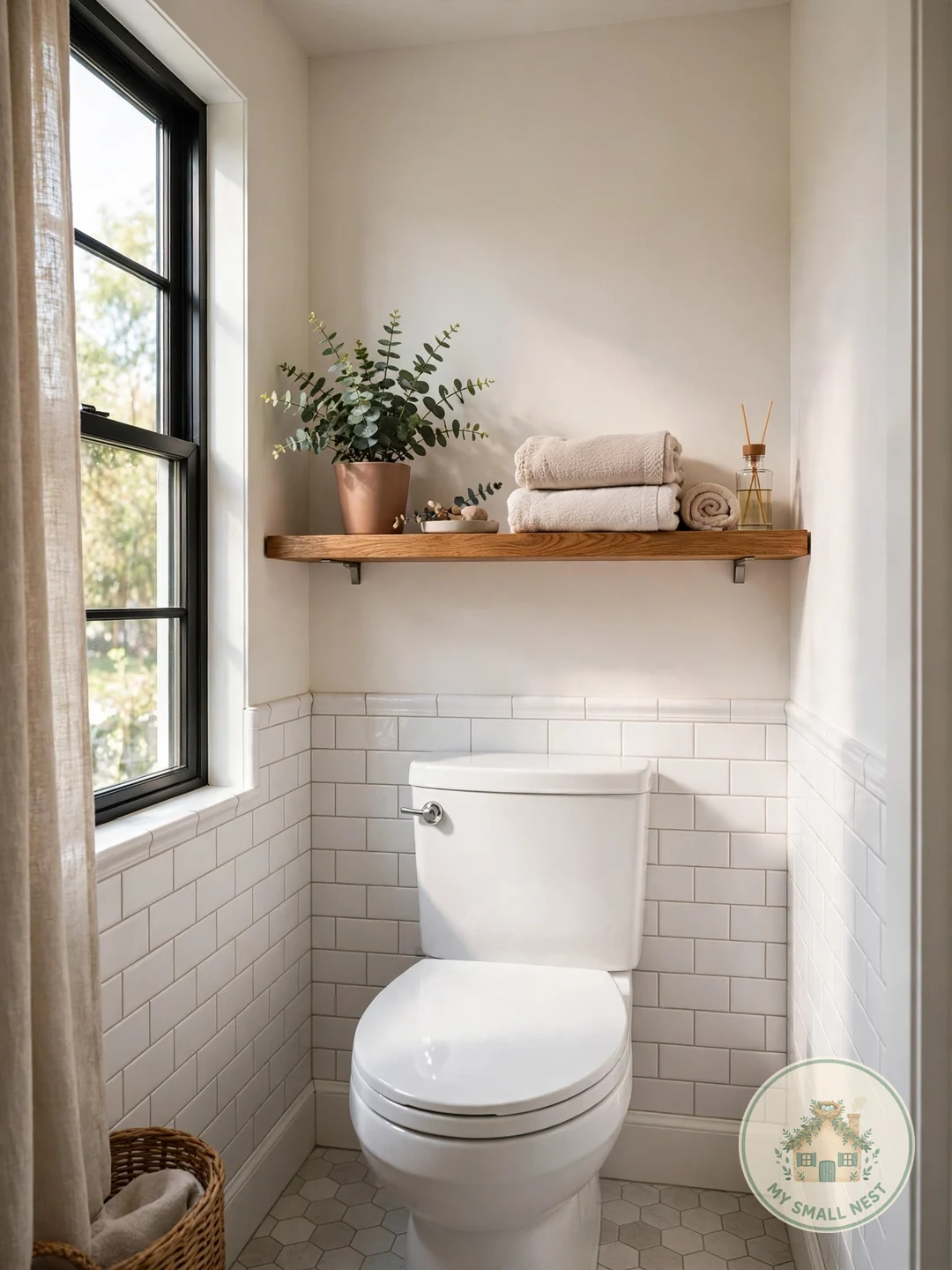 Add a Small Shelf or Tray - half bath decor ideas