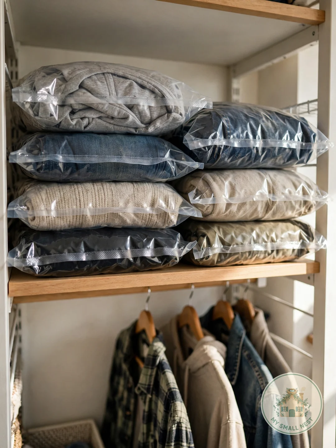 Vacuum-Seal Off-Season Clothes - dorm closet organization