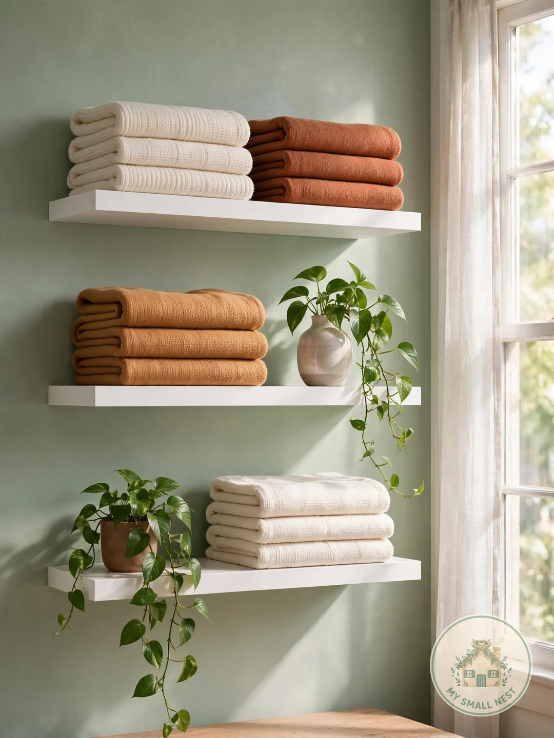 Style Folded Stacks on Open Shelving - blanket storage ideas
