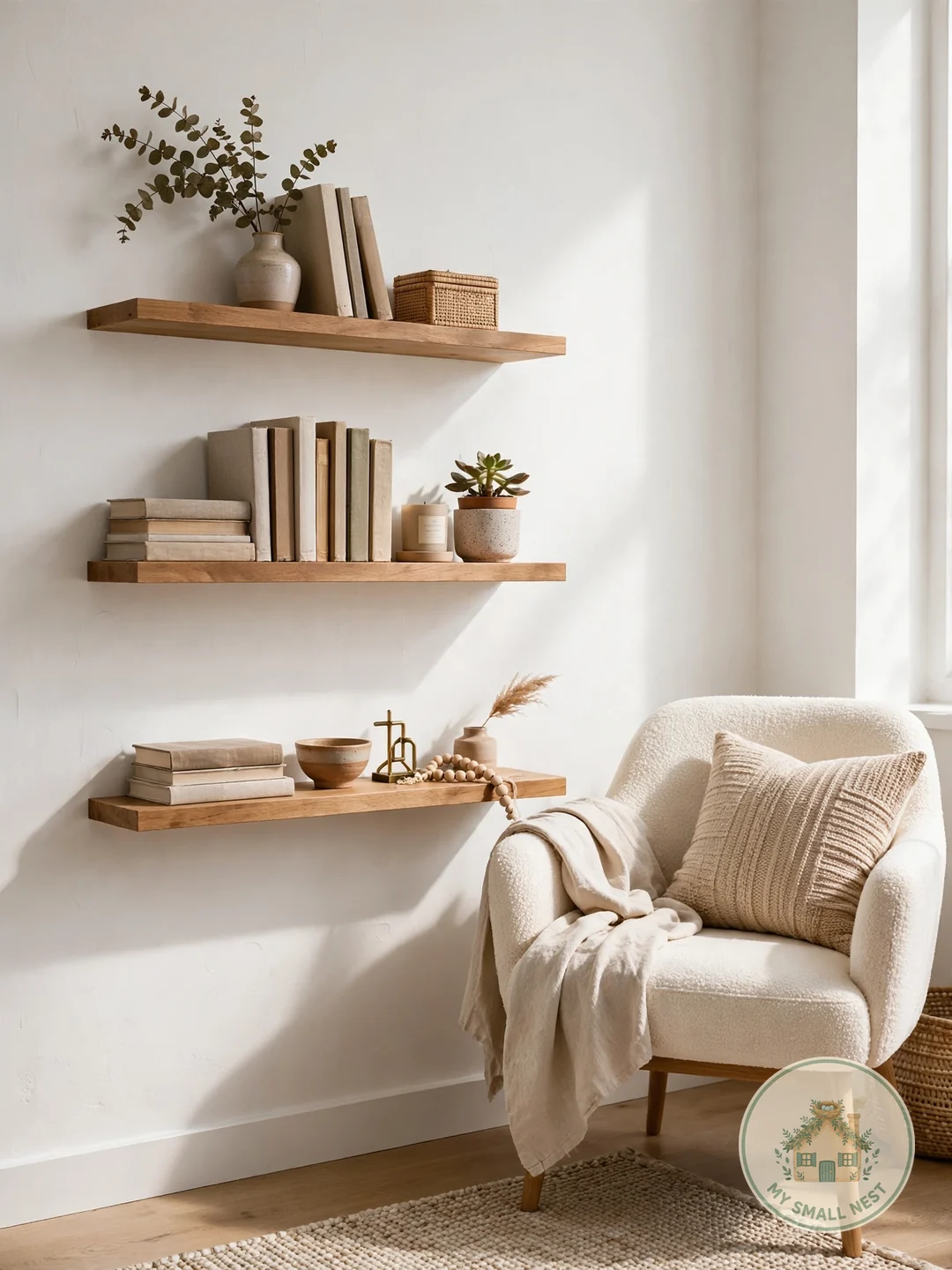 Floating Shelf Book Display - apartment library ideas