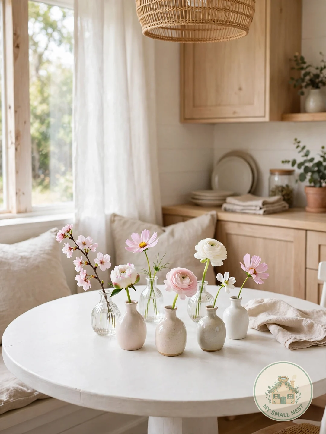 Collection of Small Bud Vases - round table centerpiece ideas