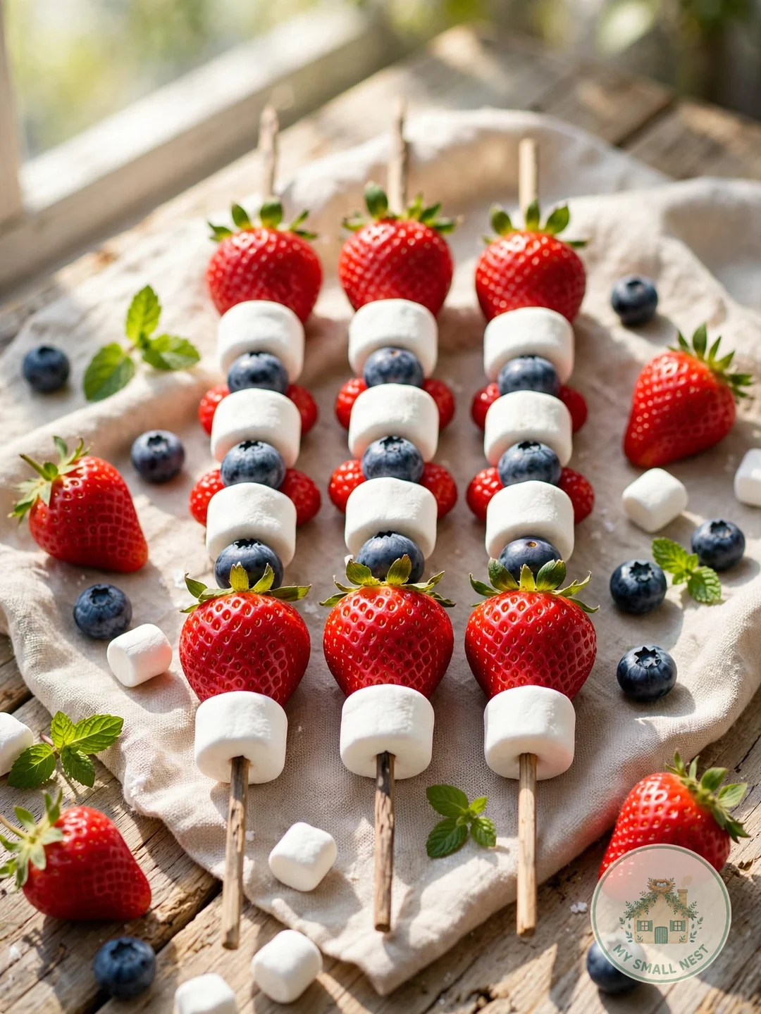 Red, White & Blue Fruit Skewers - fourth of july food ideas