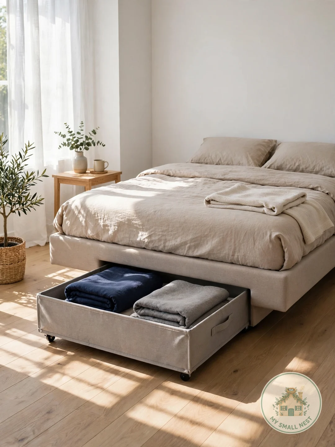 Slide Flat Boxes Under the Bed - blanket storage ideas