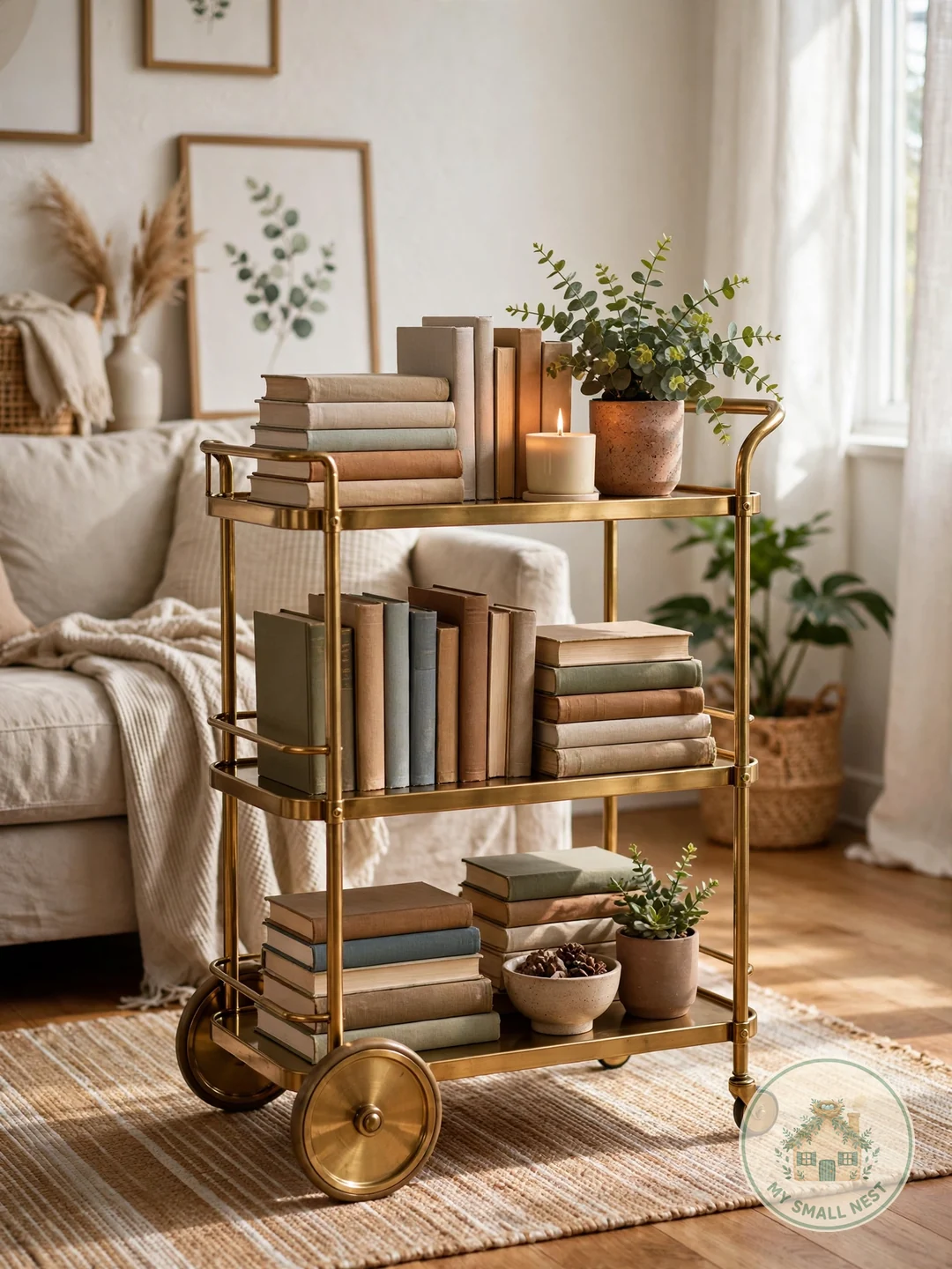 Rolling Library Cart - apartment library ideas