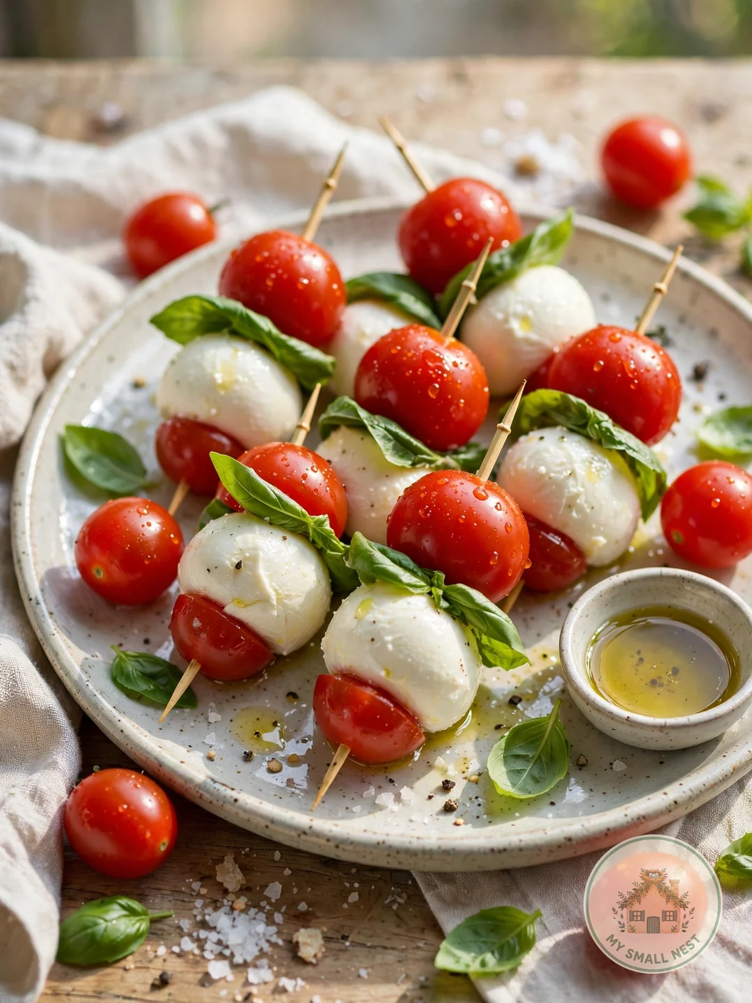 Caprese Skewers with Balsamic Glaze - fourth of july food ideas