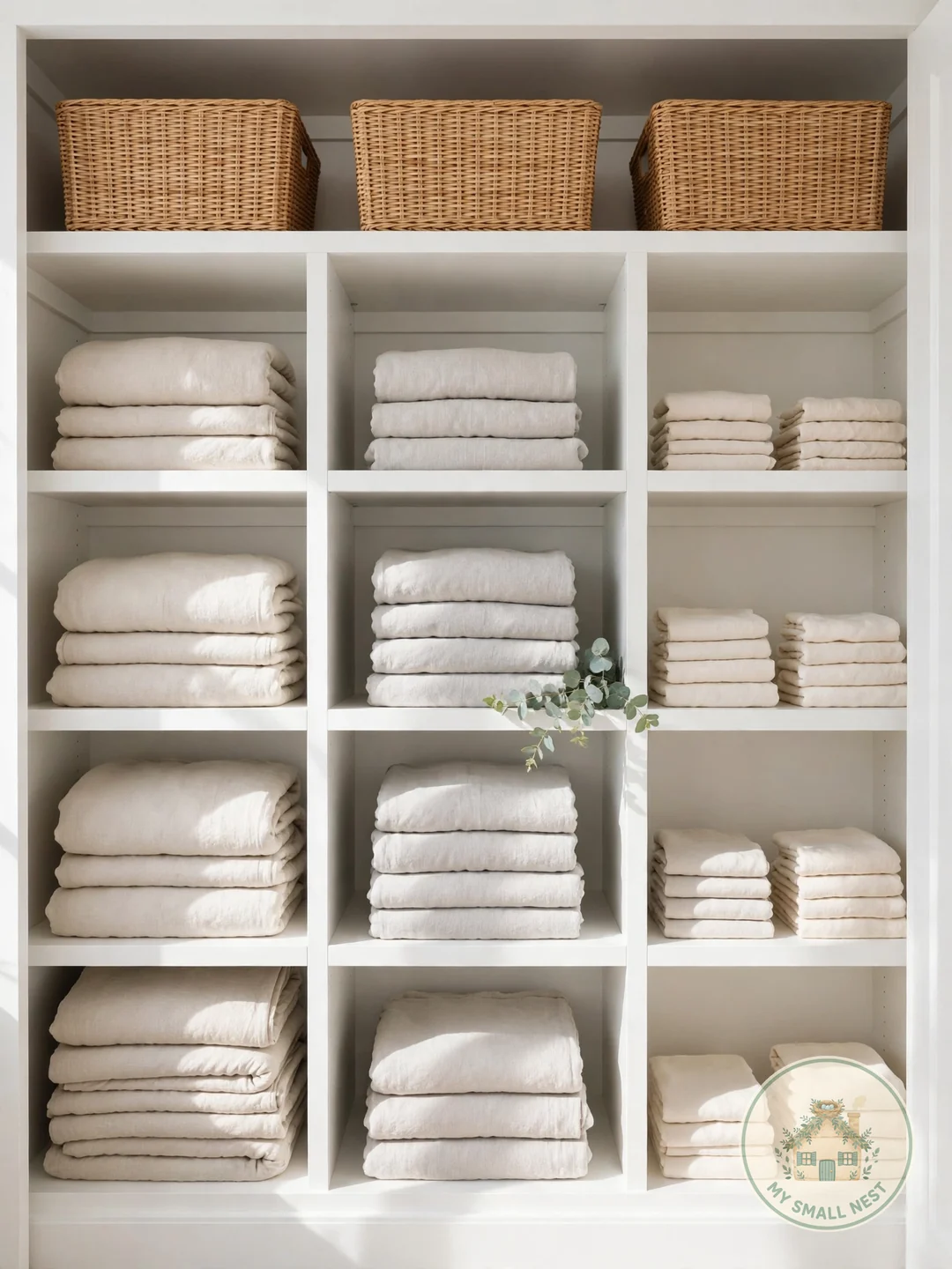 Sort the Linen Closet by Size and Season - blanket storage ideas