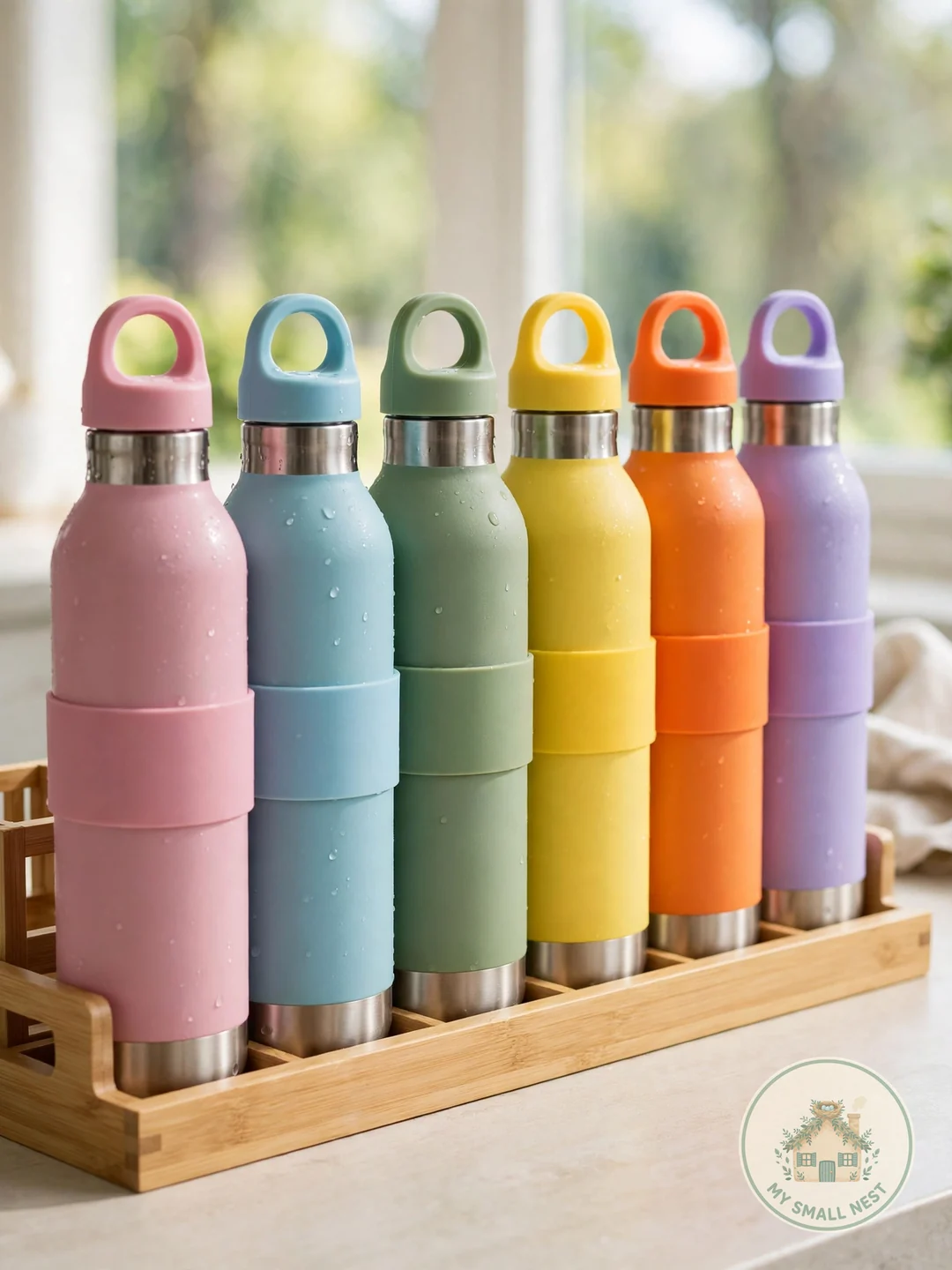 Color-Code Bottles Per Person - organize water bottles