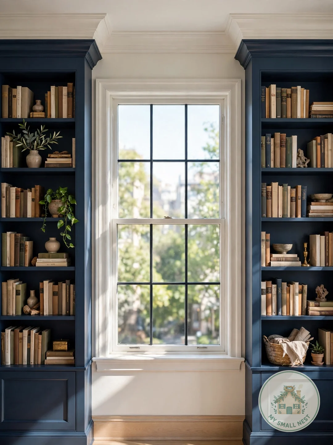 Faux Built-In Bookcases - apartment library ideas