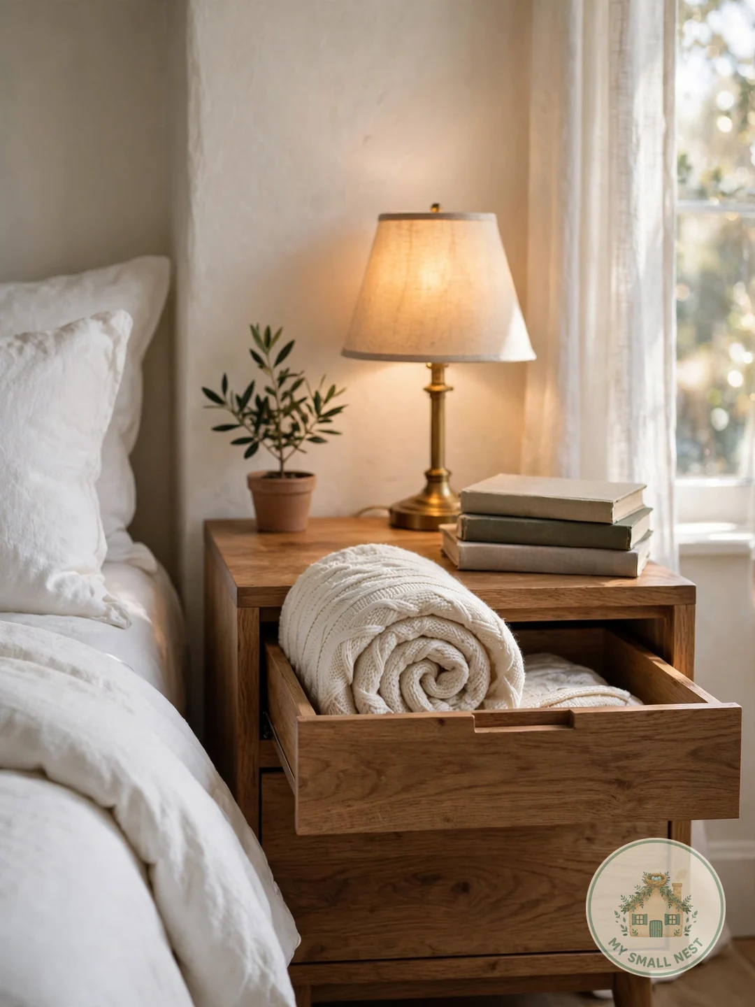 Turn a Nightstand Drawer Into a Throw Drawer - blanket storage ideas