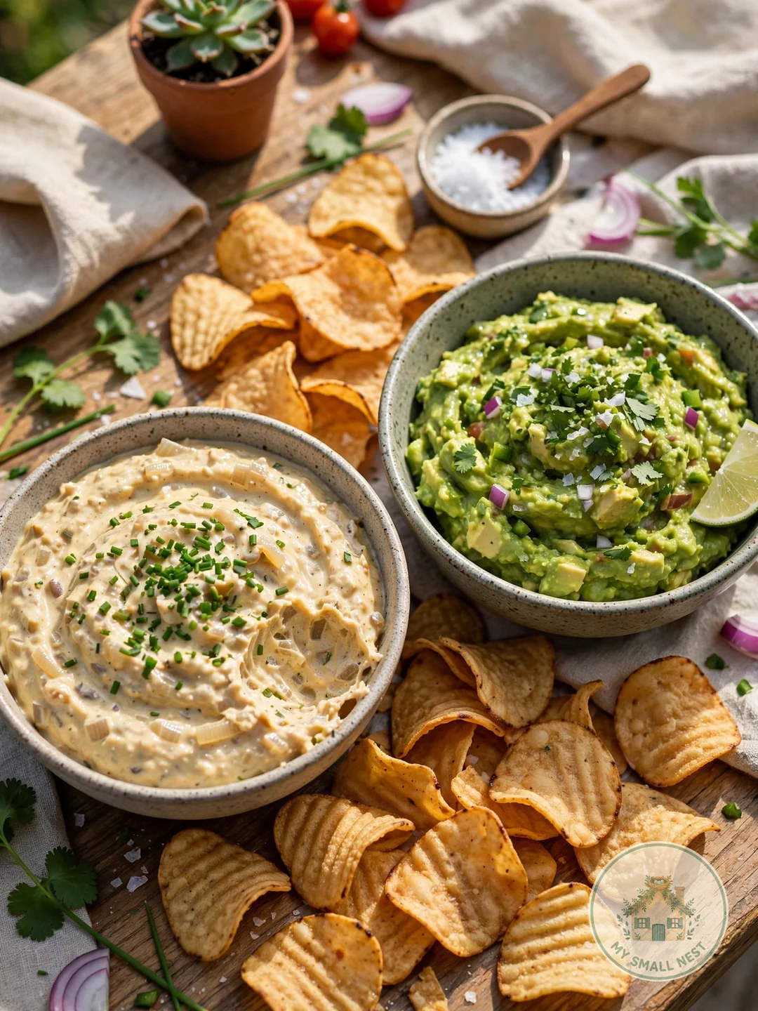 Chips with Homemade Dips - fourth of july food ideas