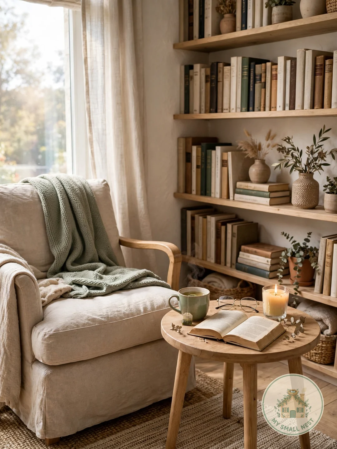 Dedicated Reading Side Table - apartment library ideas