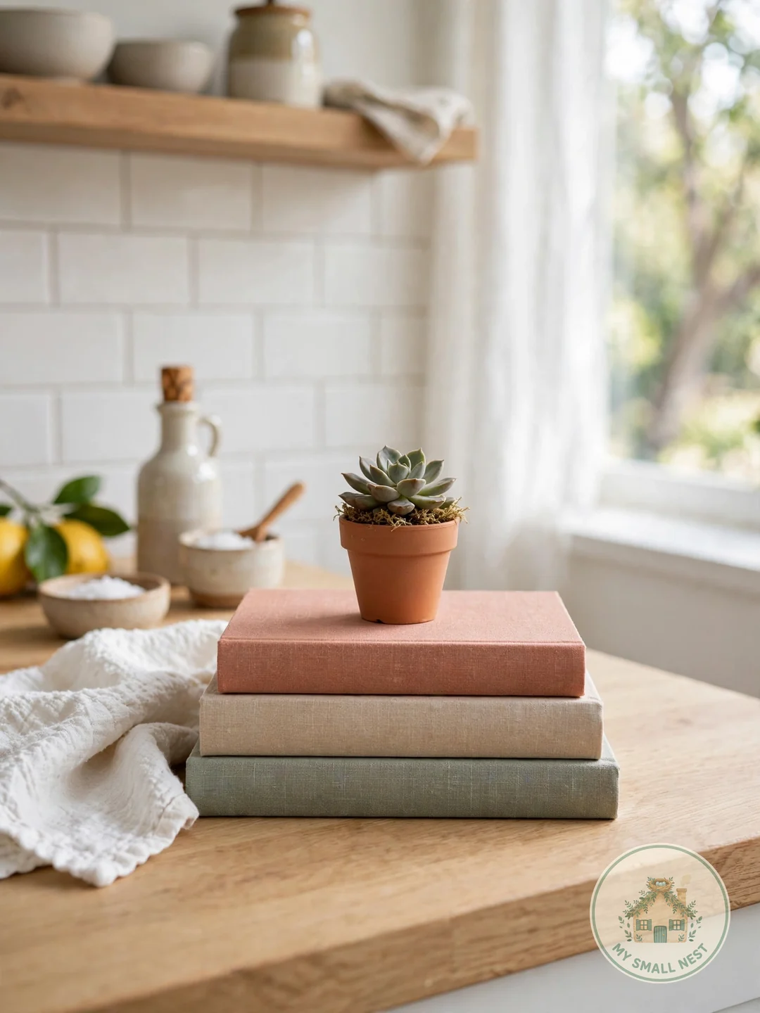 Stack Two or Three Beautiful Cookbooks - kitchen countertop decor