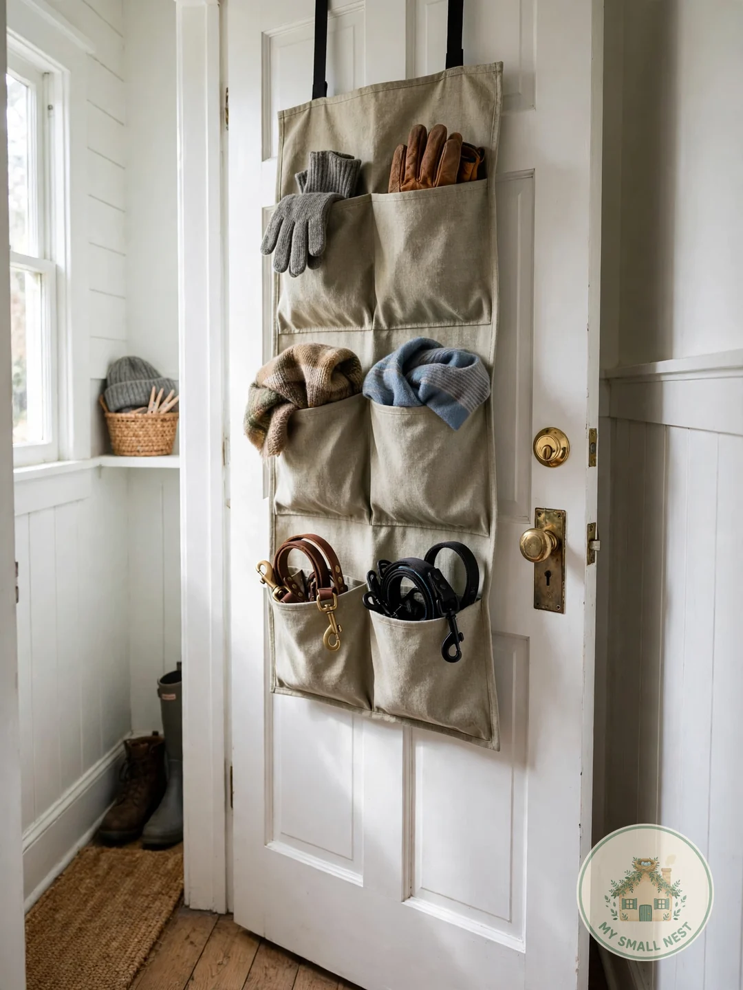 Use Over-Door Organizers for Small Gear - narrow mudroom ideas