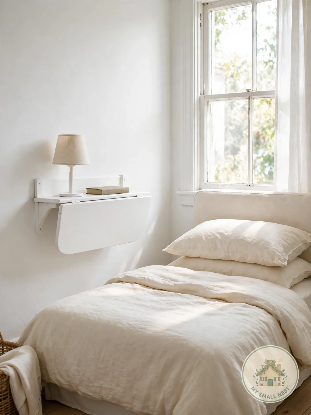 Wall-Mounted Drop-Leaf Shelf - nightstand organization
