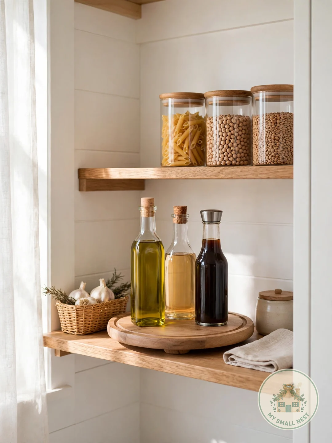 Lazy Susan for Oils and Sauces - pantry organization
