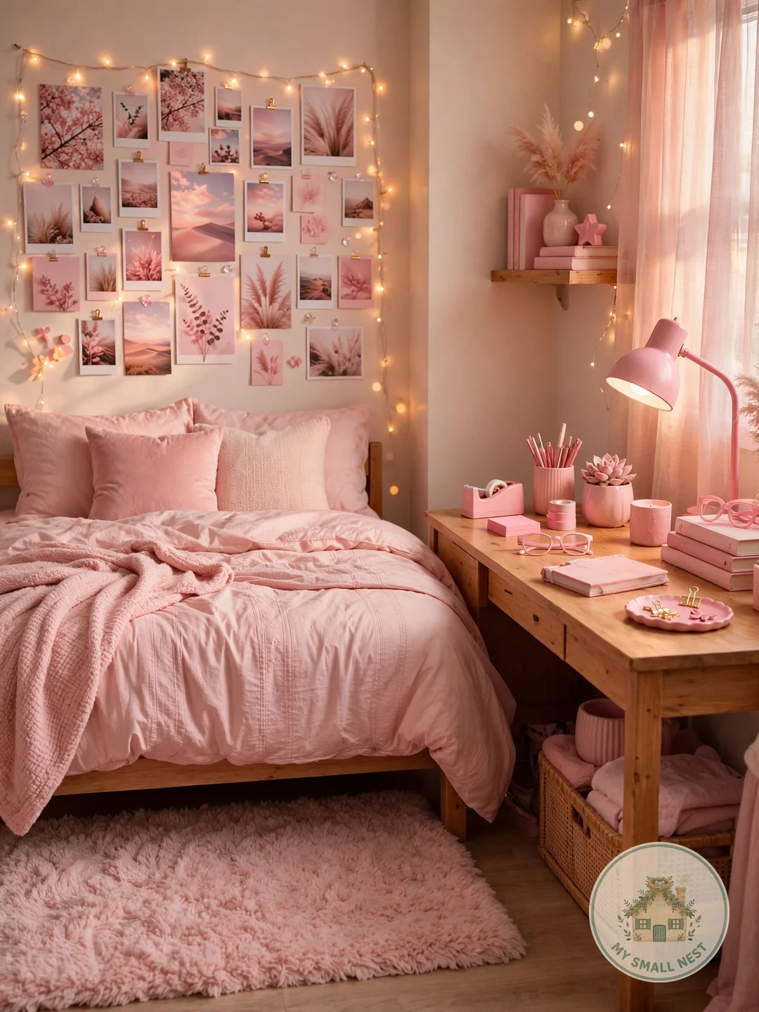 Create the Pink Aesthetic - pink dorm rooms