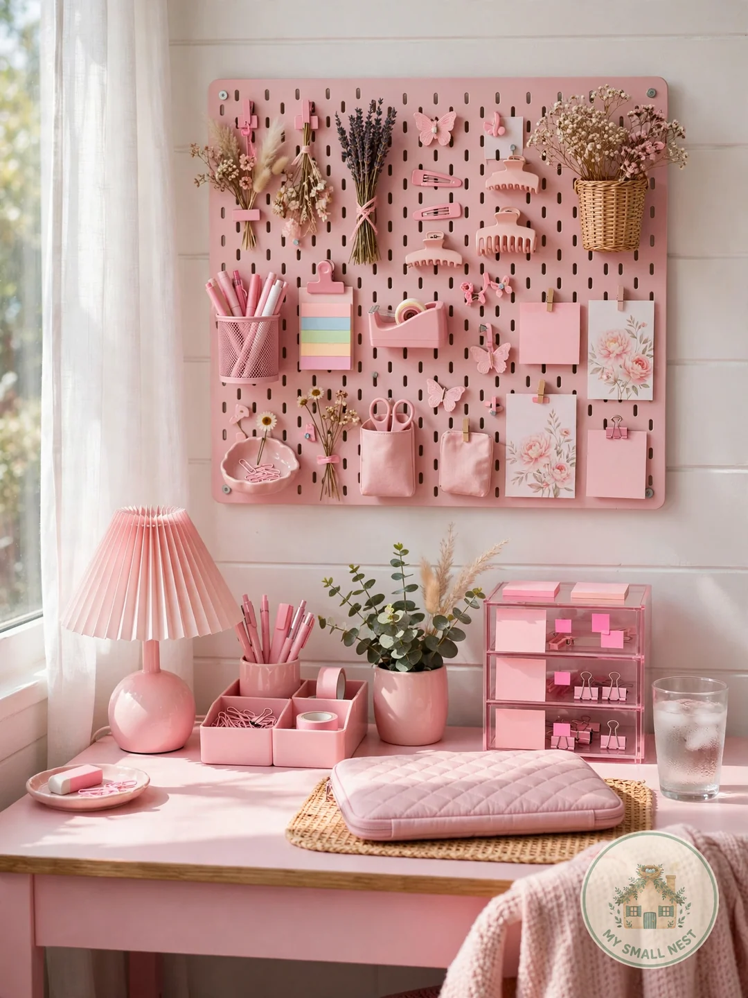 Style a Pink Desk Space - pink dorm rooms