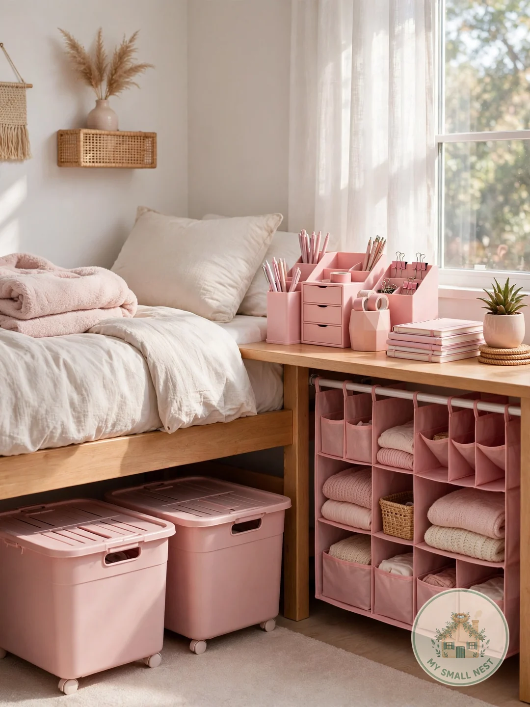 Choose Pink Storage That Looks Cute - pink dorm rooms