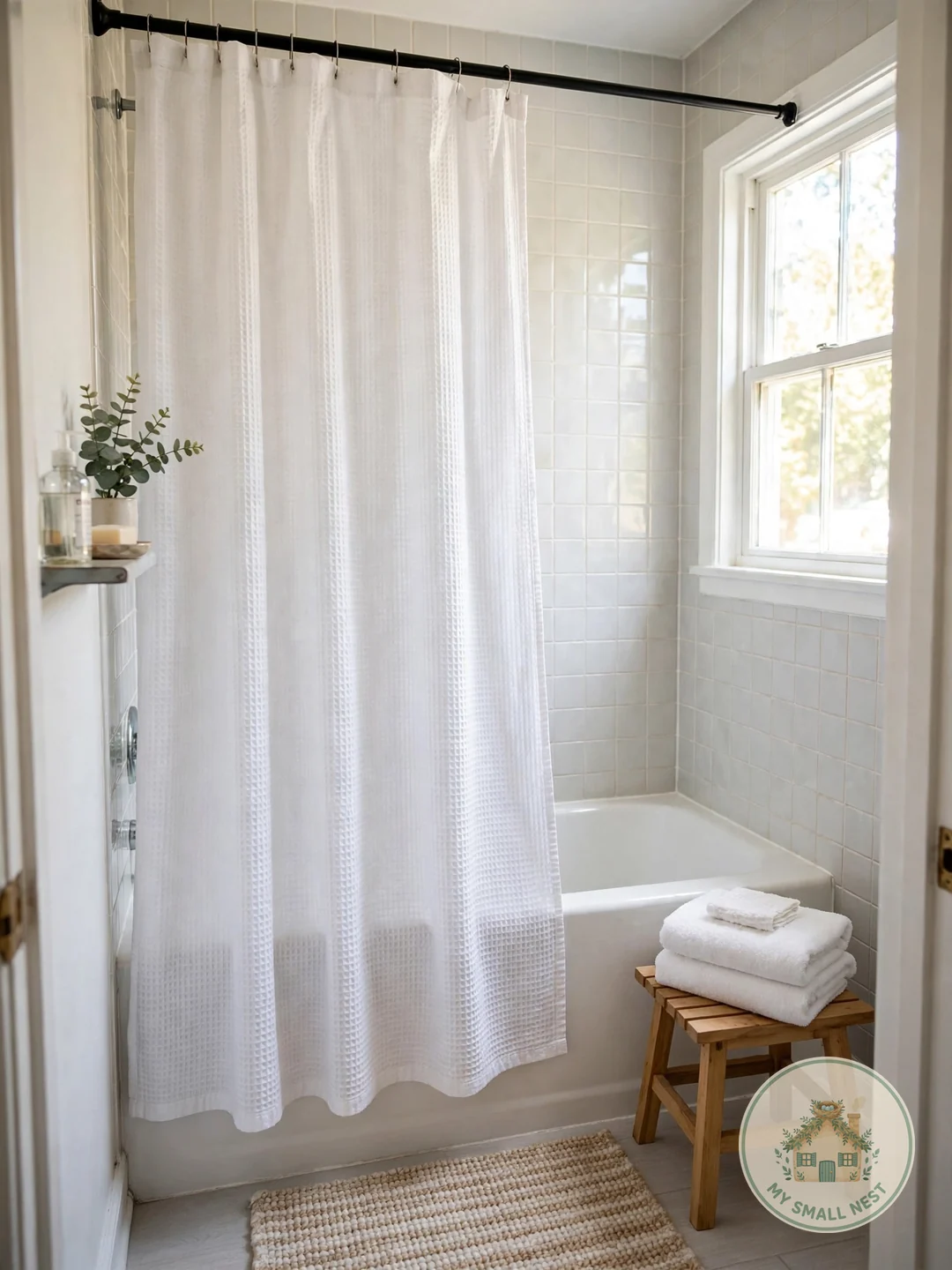 Swap the Shower Curtain for Instant Style - renter friendly bathroom upgrades