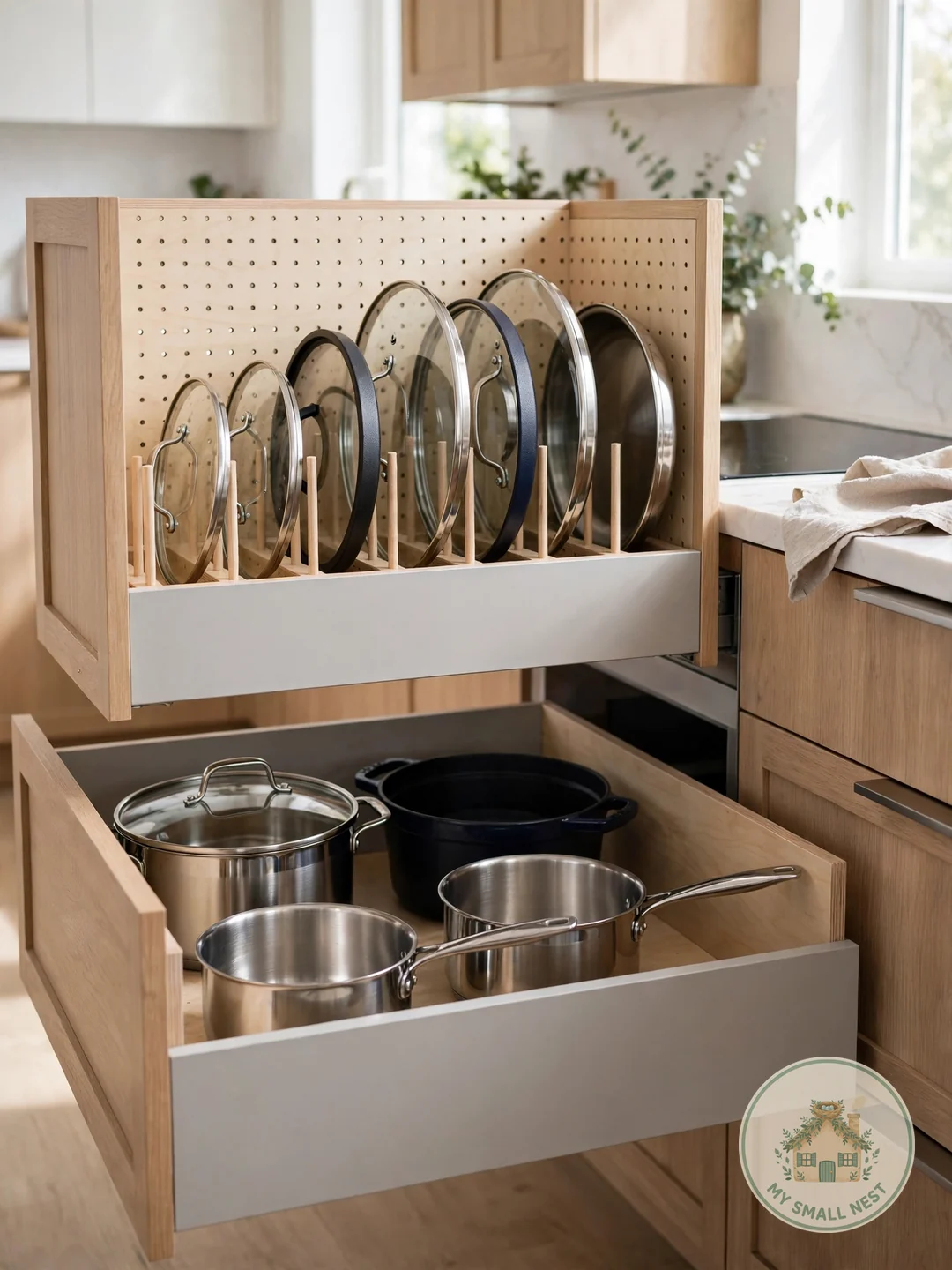 Convert a Deep Drawer Into a Lid Station - pot lid storage ideas