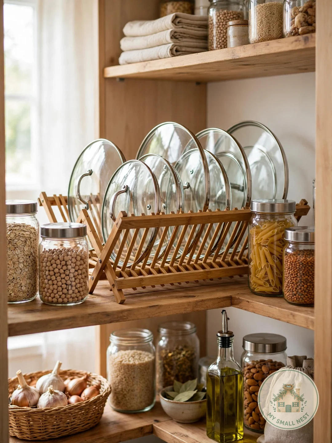 Repurpose a Dish Drying Rack - pot lid storage ideas