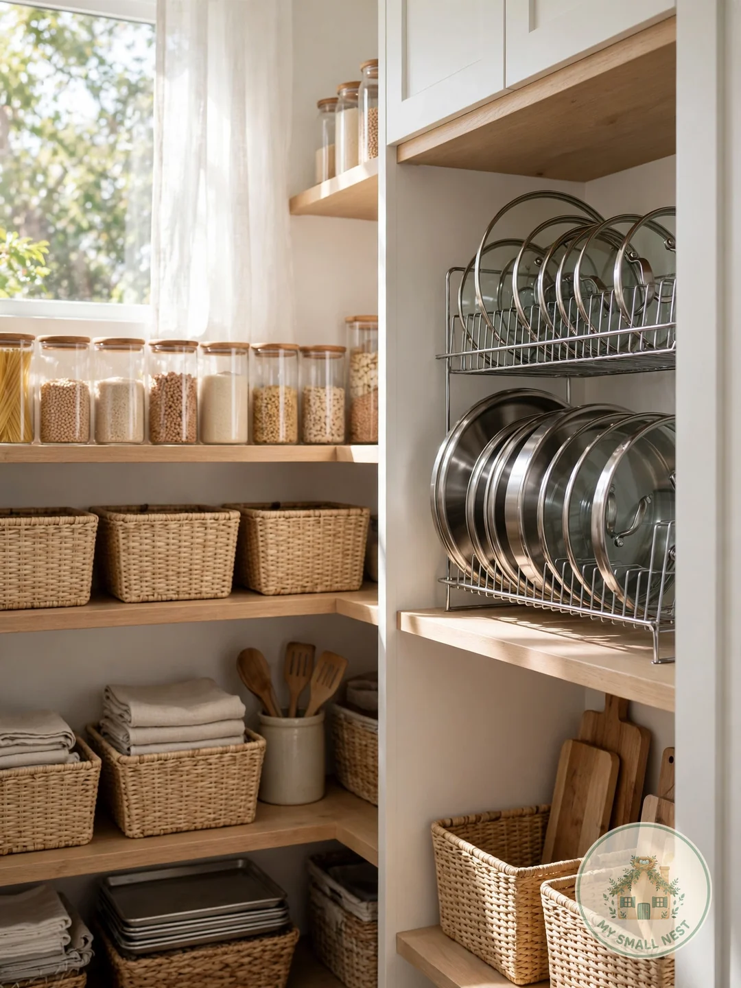 Dedicate a Pantry Shelf to Lids - pot lid storage ideas