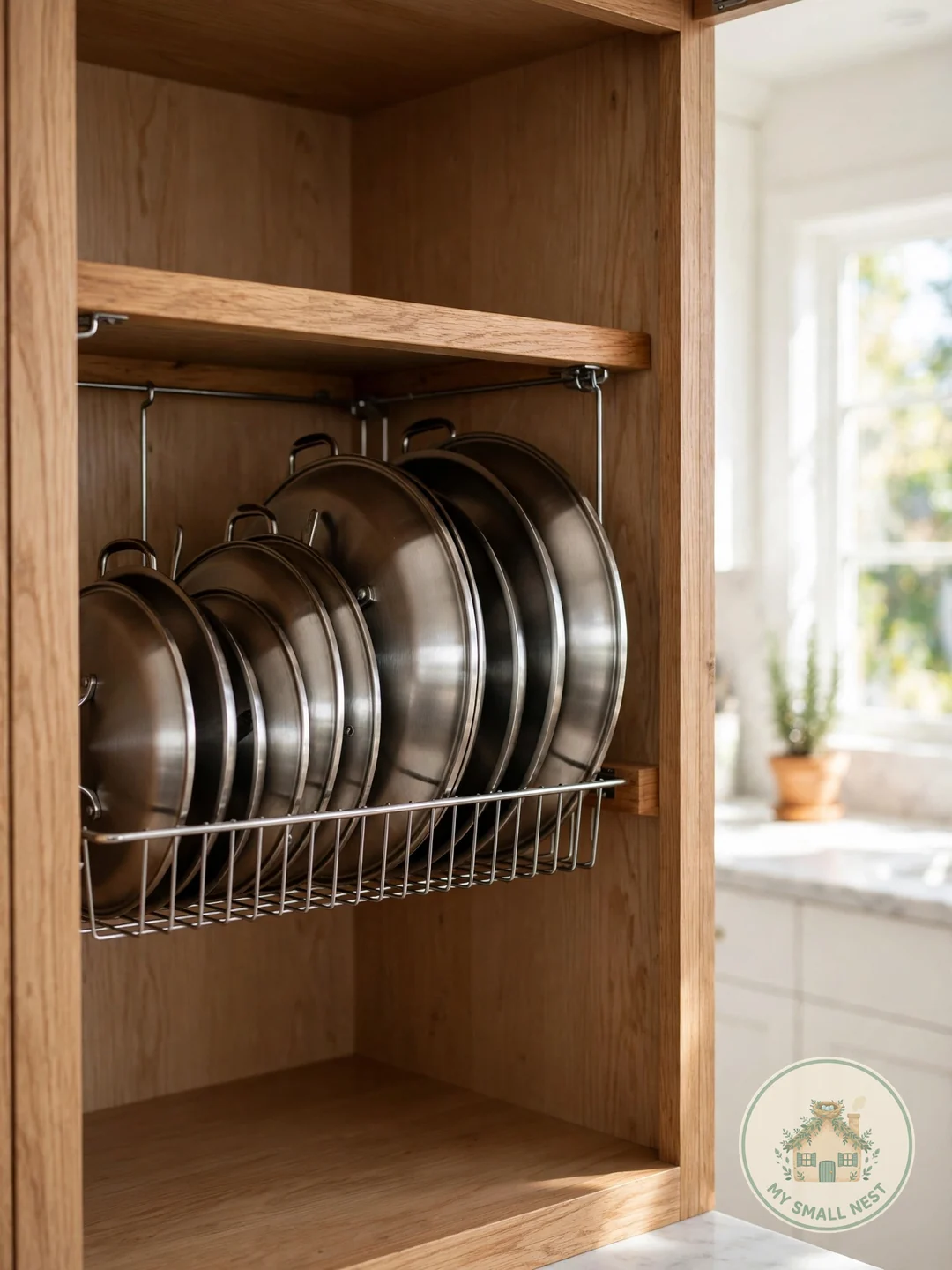 Label Zones by Cookware Type - pot lid storage ideas