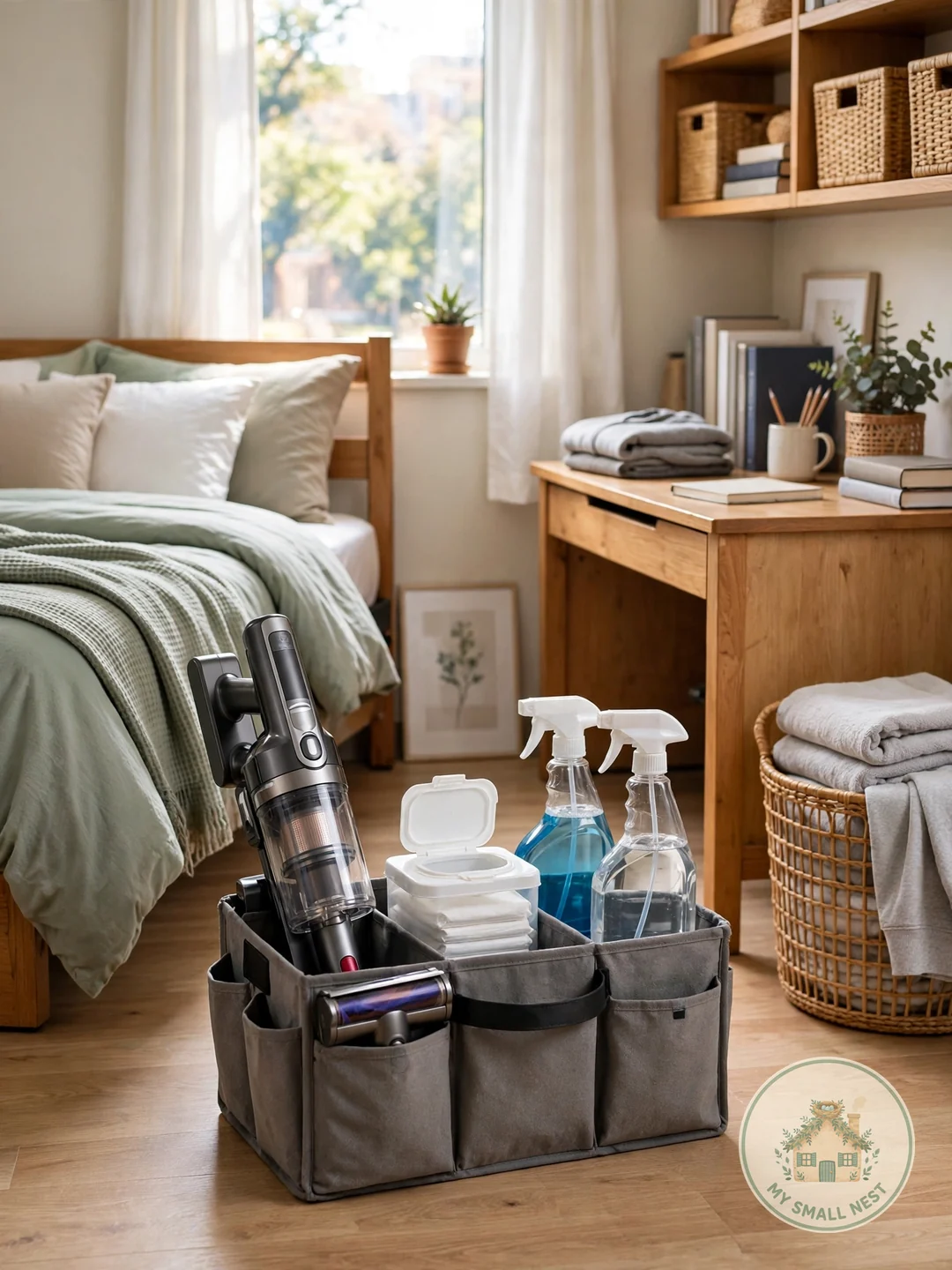 Keep a 10-Minute Cleaning Kit - dorm room essentials