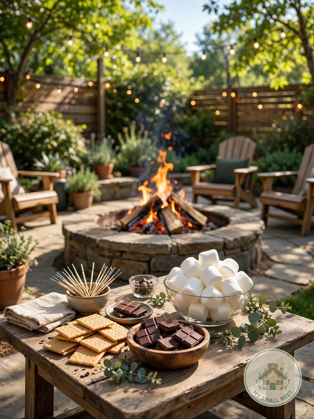 Gather Around a Fire Pit with S'mores - backyard party ideas