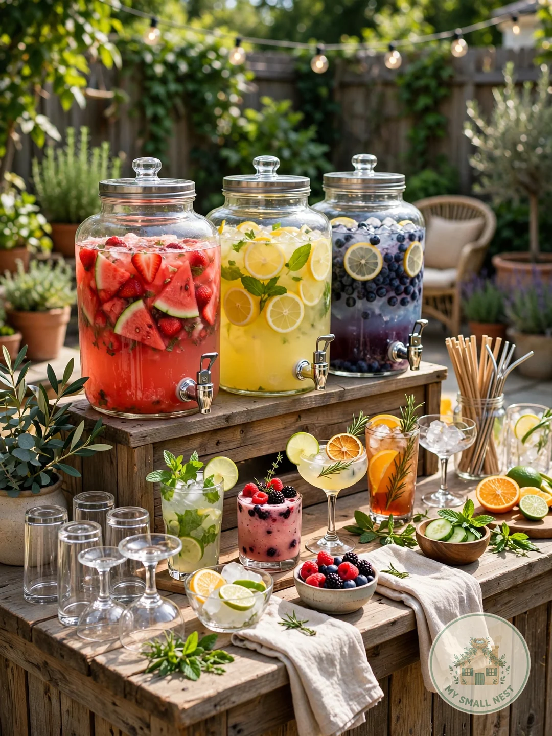 Mix a Self-Serve Drink Bar - backyard party ideas