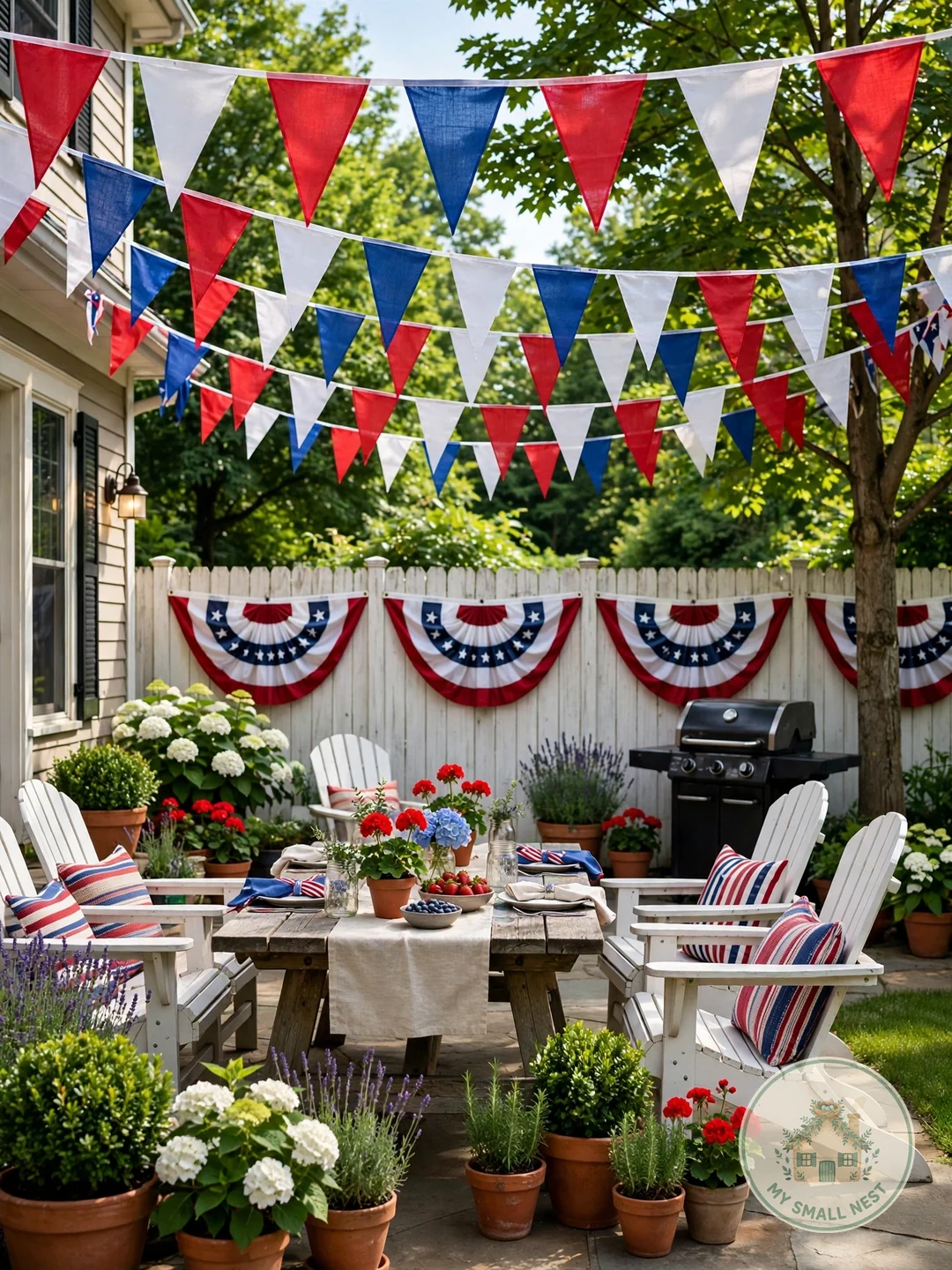 Hang Red, White & Blue Bunting Everywhere - fourth of july outdoor party ideas