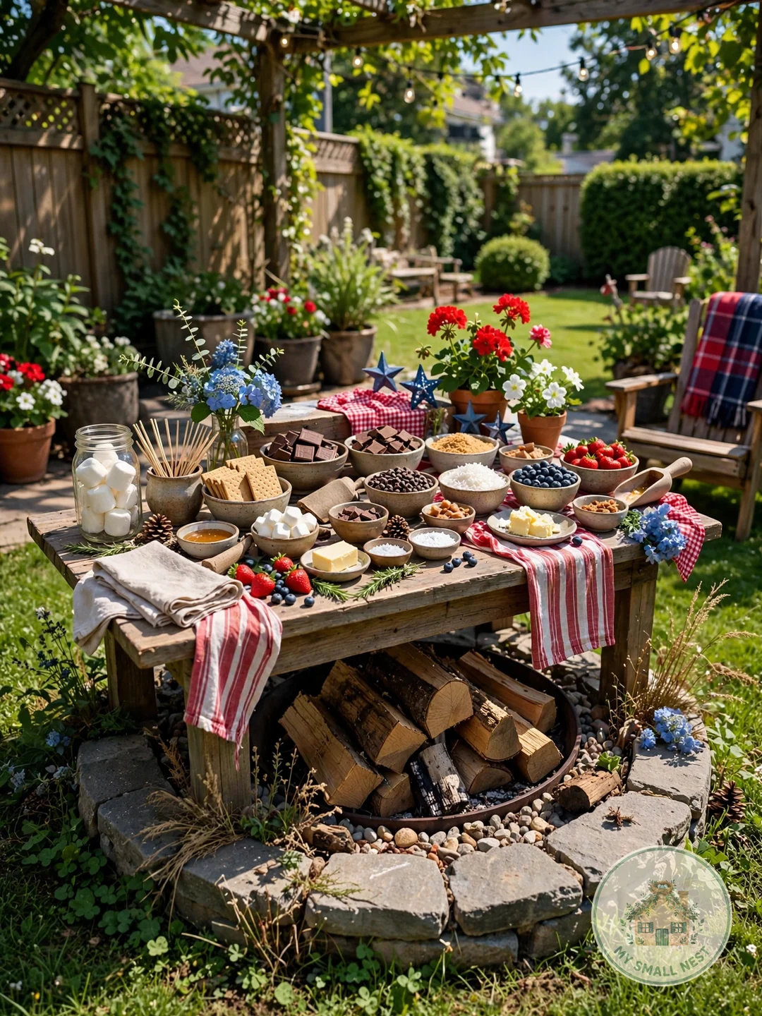 Toast S'mores Around the Fire Pit - fourth of july outdoor party ideas
