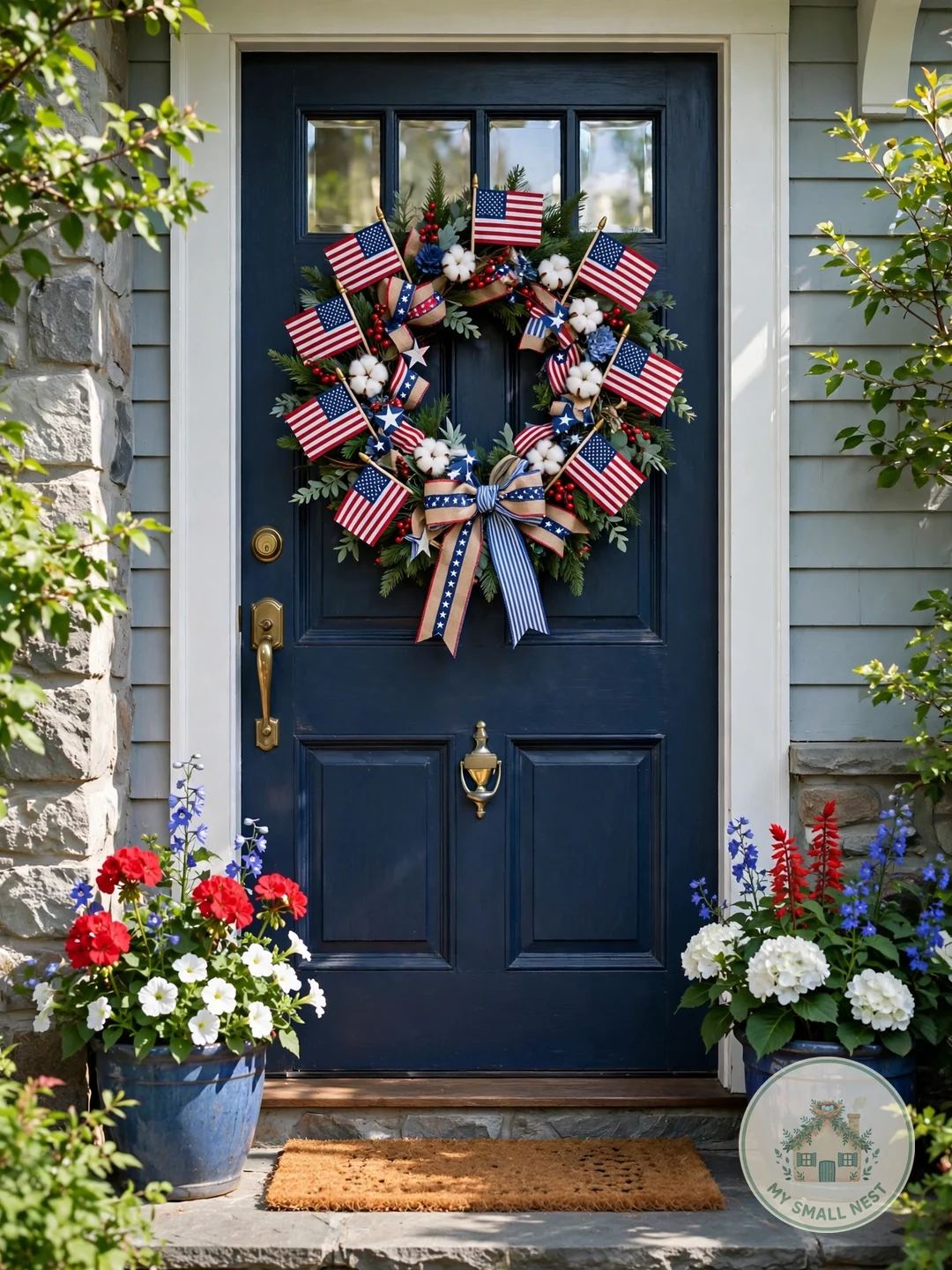 Hang a Patriotic Front Door Wreath - fourth of july decor ideas