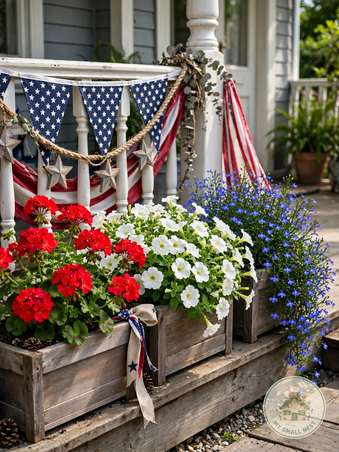 Plant Red, White & Blue Flowers - fourth of july decor ideas
