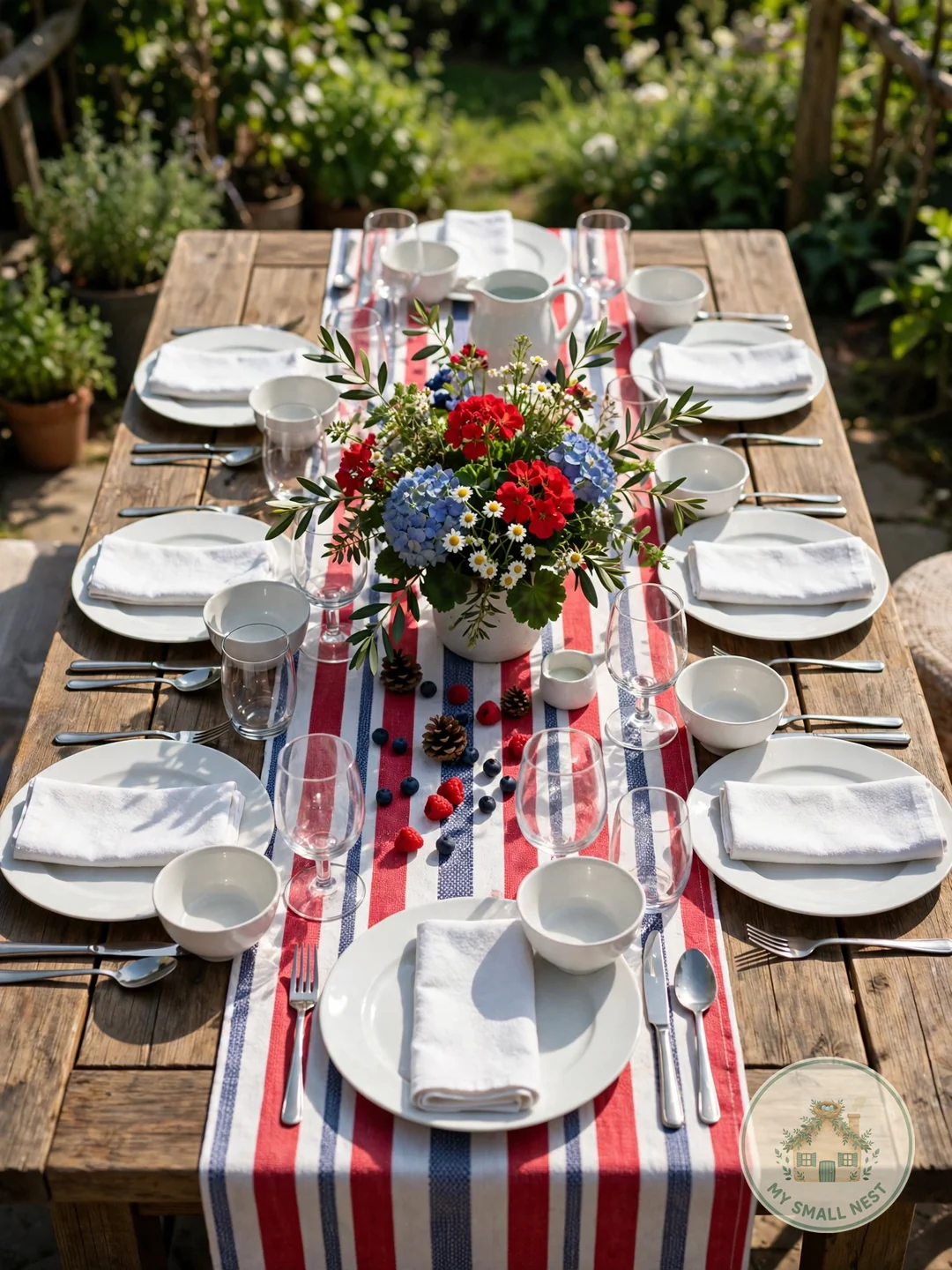 Dress the Table with a Patriotic Runner - fourth of july decor ideas