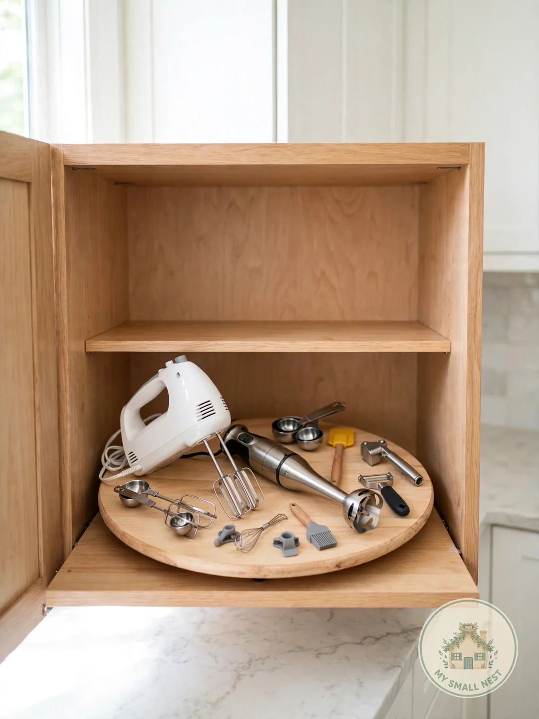 Spin Small Gadgets on a Lazy Susan - small appliance organization ideas